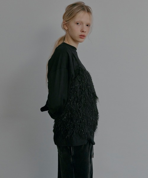 LE CIEL BLEU（ルシェルブルー）の「グリッターフリンジキャミトップ / Glitter Fringe Cami Top（シャツ/ブラウス・レディース・ブラック・36）」の3枚目の写真