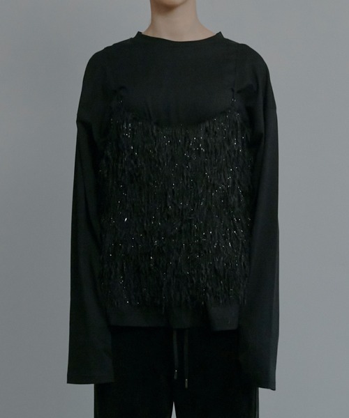 LE CIEL BLEU（ルシェルブルー）の「グリッターフリンジキャミトップ / Glitter Fringe Cami Top（シャツ/ブラウス・レディース・ブラック・36）」の6枚目の写真