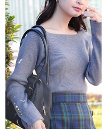 Te chichi（テチチ）の「【ZOZO限定】スクエアネック袖ボタンリブニットプルオーバー（ニット/セーター）」