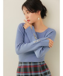 Te chichi（テチチ）の「【ZOZO限定】スクエアネック袖ボタンリブニットプルオーバー（ニット/セーター）」