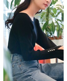 Te chichi（テチチ）の「【ZOZO限定】スクエアネック袖ボタンリブニットプルオーバー（ニット/セーター）」