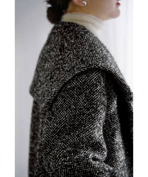 セール】ヘリンボンツイードビッグカラーコート（その他アウター