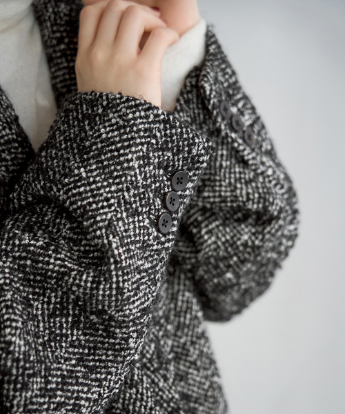 セール】ヘリンボンツイードビッグカラーコート（その他アウター