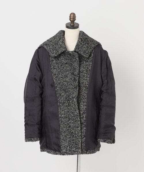 セール】ヘリンボンツイードビッグカラーコート（その他アウター