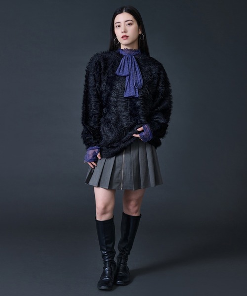 Ellno de Mavie(エルノデメヴィ)の「ボウタイツキラメシアートップス(Tシャツ/カットソー・レディース・ブラック/ブルー・FREE)」の4枚目の写真