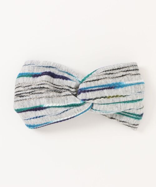 チャイハネ（チャイハネ）の「【チャイハネ】ソフトボーダーヘアバンド（ヘアバンド・レディース・ベージュ/ブルー・FREE）」の2枚目の写真