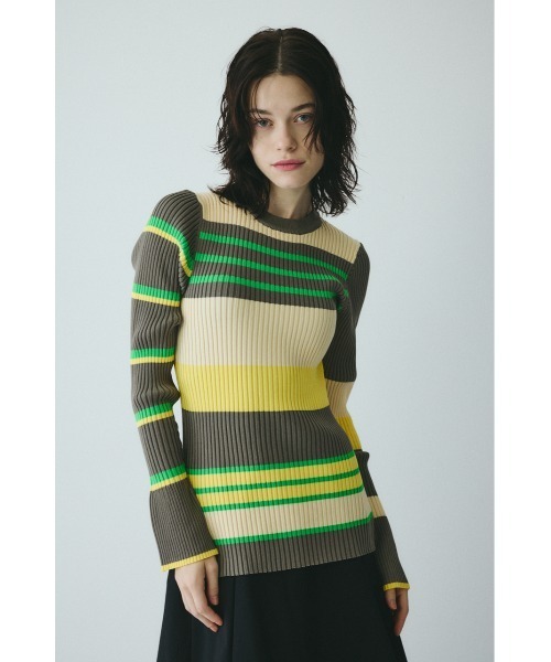 HeRIN.CYE（ヘリンドットサイ）の「Randam Border knit tops　　ランダムボーダーニットトップス（ニット/セーター・レディース・ブルー系その他3/グレー系その他・FREE）」の2枚目の写真