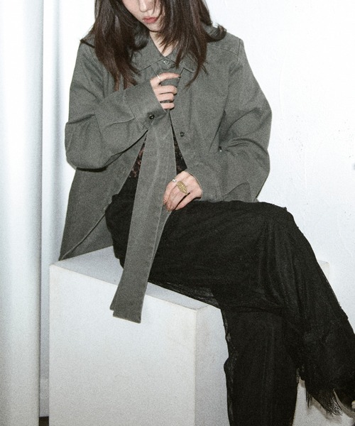 Ezick（エジック）の「washed twill volume ribbon shirt リボンツキカラーシャツ（シャツ/ブラウス・レディース・ピンク/グレー系その他・FREE）」の3枚目の写真