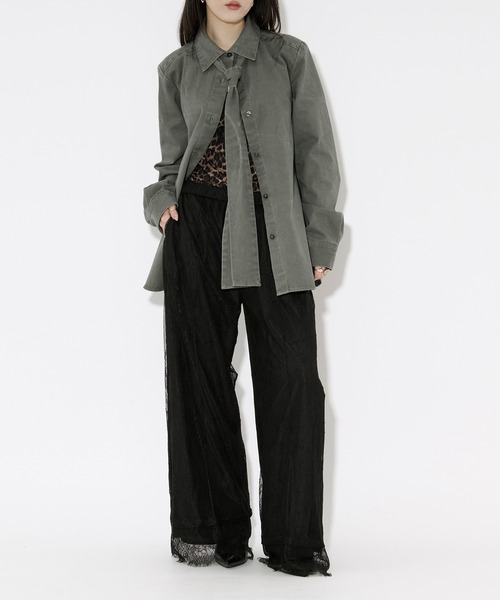 Ezick（エジック）の「washed twill volume ribbon shirt リボンツキカラーシャツ（シャツ/ブラウス・レディース・ピンク/グレー系その他・FREE）」の11枚目の写真