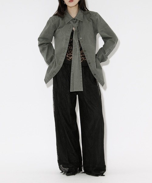 Ezick（エジック）の「washed twill volume ribbon shirt リボンツキカラーシャツ（シャツ/ブラウス・レディース・ピンク/グレー系その他・FREE）」の12枚目の写真