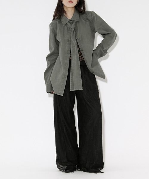 Ezick（エジック）の「washed twill volume ribbon shirt リボンツキカラーシャツ（シャツ/ブラウス・レディース・ピンク/グレー系その他・FREE）」の13枚目の写真