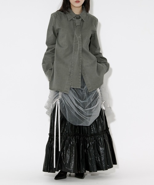 Ezick（エジック）の「washed twill volume ribbon shirt リボンツキカラーシャツ（シャツ/ブラウス・レディース・ピンク/グレー系その他・FREE）」の20枚目の写真