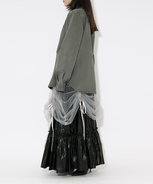 Ezick（エジック）の「washed twill volume ribbon shirt リボンツキカラーシャツ（シャツ/ブラウス・レディース・ピンク/グレー系その他・FREE）」の21枚目の写真