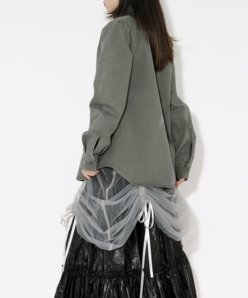 Ezick（エジック）の「washed twill volume ribbon shirt リボンツキカラーシャツ（シャツ/ブラウス・レディース・ピンク/グレー系その他・FREE）」の18枚目の写真