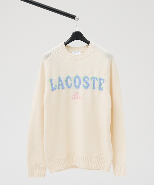 LACOSTE(ラコステ)の「【LACOSTE / ラコステ】ブランドネームロゴシャギーニッティングセーター(ニット/セーター・メンズ・ホワイト/ブラック・L/M)」の1枚目の写真