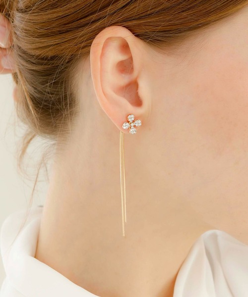 ピアス　No.4942 JewCasスリークビジューフラワーピアス[JC4942]（ピアス（両耳用