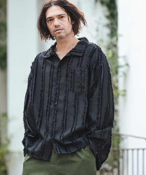 ms6356- Fringe Stripe Shirts ストライプシャツ(PF-261-010)（シャツ