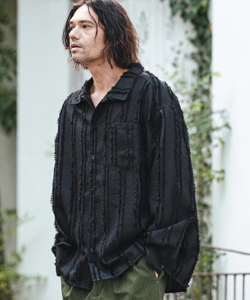 CAMBIO（カンビオ）の「ms6356- Fringe Stripe Shirts ストライプシャツ(PF-261-010)（シャツ/ブラウス・メンズ・ナチュラル/ブラック・L/M）」の5枚目の写真