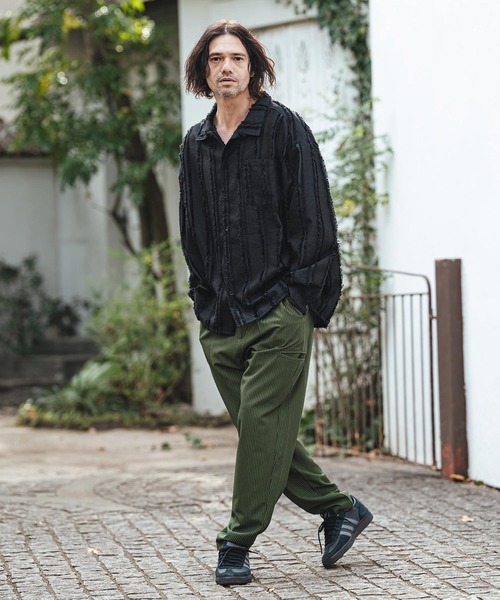 CAMBIO（カンビオ）の「ms6356- Fringe Stripe Shirts ストライプシャツ(PF-261-010)（シャツ/ブラウス・メンズ・ナチュラル/ブラック・L/M）」の6枚目の写真