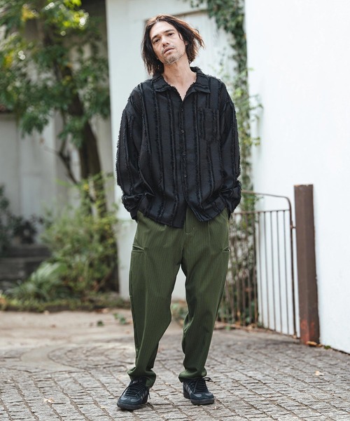 CAMBIO（カンビオ）の「ms6356- Fringe Stripe Shirts ストライプシャツ(PF-261-010)（シャツ/ブラウス・メンズ・ナチュラル/ブラック・L/M）」の8枚目の写真