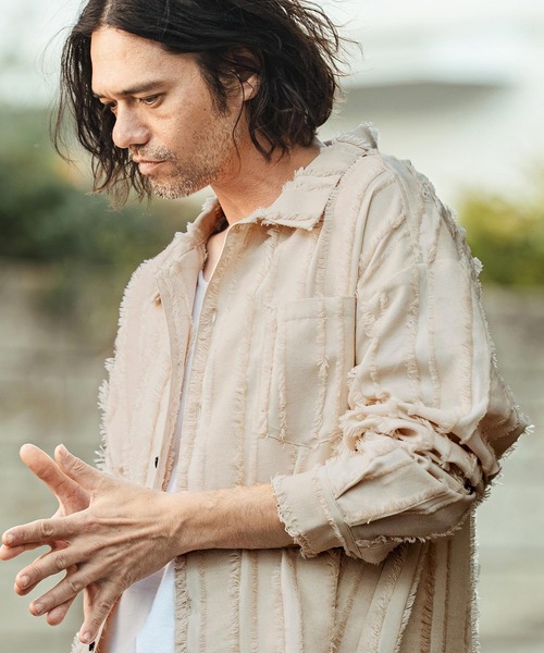 CAMBIO（カンビオ）の「ms6356- Fringe Stripe Shirts ストライプシャツ(PF-261-010)（シャツ/ブラウス・メンズ・ナチュラル/ブラック・L/M）」の10枚目の写真