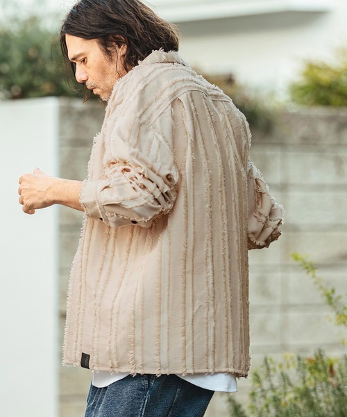CAMBIO（カンビオ）の「ms6356- Fringe Stripe Shirts ストライプシャツ(PF-261-010)（シャツ/ブラウス・メンズ・ナチュラル/ブラック・L/M）」の11枚目の写真