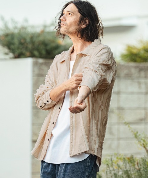 CAMBIO（カンビオ）の「ms6356- Fringe Stripe Shirts ストライプシャツ(PF-261-010)（シャツ/ブラウス・メンズ・ナチュラル/ブラック・L/M）」の12枚目の写真