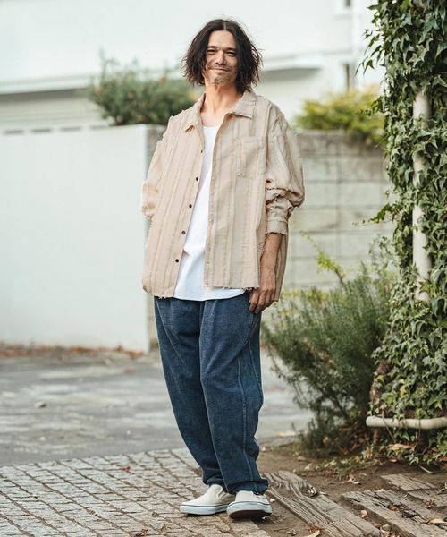 CAMBIO（カンビオ）の「ms6356- Fringe Stripe Shirts ストライプシャツ(PF-261-010)（シャツ/ブラウス・メンズ・ナチュラル/ブラック・L/M）」の13枚目の写真