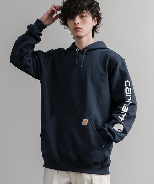 Carhartt(カーハート)の「Carhartt カーハート Midweight Logo Sleeve Graphic Sweatshirt/ロゴスリーブミッドウエイトプルオーバーパーカー(パーカー・メンズ・オリーブ/ヘザーグレー/ブラック/ワインレッド/オフホワイト/キャメル/チャコール/ネイビー・XL/L/M/S)」の6枚目の写真
