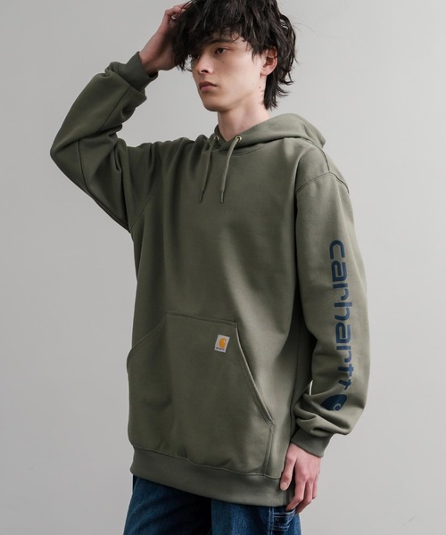 Carhartt(カーハート)の「Carhartt カーハート Midweight Logo Sleeve Graphic Sweatshirt/ロゴスリーブミッドウエイトプルオーバーパーカー(パーカー・メンズ・オリーブ/ヘザーグレー/ブラック/ワインレッド/オフホワイト/キャメル/チャコール/ネイビー・XL/L/M/S)」の12枚目の写真
