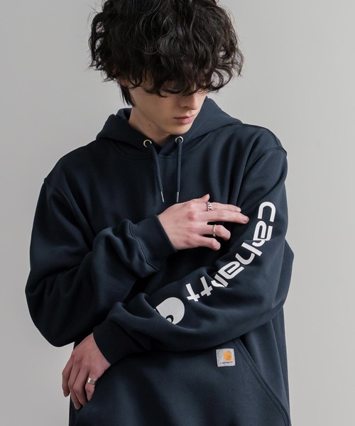 Carhartt(カーハート)の「Carhartt カーハート Midweight Logo Sleeve Graphic Sweatshirt/ロゴスリーブミッドウエイトプルオーバーパーカー(パーカー・メンズ・オリーブ/ヘザーグレー/ブラック/ワインレッド/オフホワイト/キャメル/チャコール/ネイビー・XL/L/M/S)」の15枚目の写真