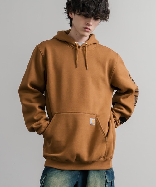 Carhartt(カーハート)の「Carhartt カーハート Midweight Logo Sleeve Graphic Sweatshirt/ロゴスリーブミッドウエイトプルオーバーパーカー(パーカー・メンズ・オリーブ/ヘザーグレー/ブラック/ワインレッド/オフホワイト/キャメル/チャコール/ネイビー・XL/L/M/S)」の18枚目の写真