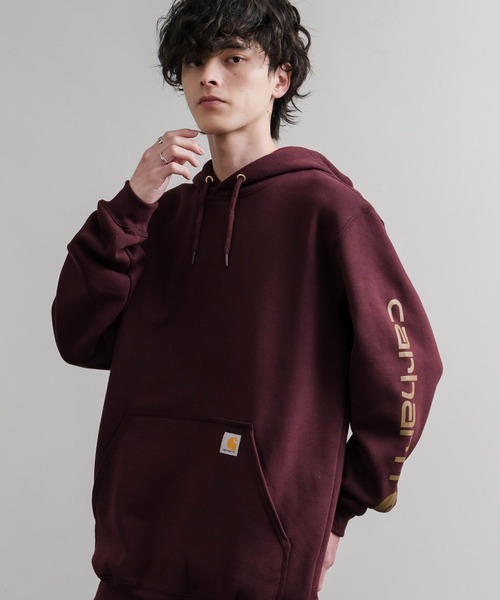 Carhartt(カーハート)の「Carhartt カーハート Midweight Logo Sleeve Graphic Sweatshirt/ロゴスリーブミッドウエイトプルオーバーパーカー(パーカー・メンズ・オリーブ/ヘザーグレー/ブラック/ワインレッド/オフホワイト/キャメル/チャコール/ネイビー・XL/L/M/S)」の20枚目の写真