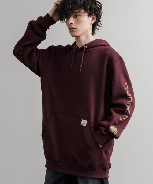 Carhartt(カーハート)の「Carhartt カーハート Midweight Logo Sleeve Graphic Sweatshirt/ロゴスリーブミッドウエイトプルオーバーパーカー(パーカー・メンズ・オリーブ/ヘザーグレー/ブラック/ワインレッド/オフホワイト/キャメル/チャコール/ネイビー・XL/L/M/S)」の21枚目の写真