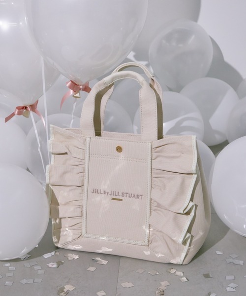 JILL by JILL STUART(ジルバイジルスチュアート)の「フレームフリルトート大(トートバッグ・レディース・ピンク/ホワイト/ブラック/ホワイト系その他・FREE)」の4枚目の写真