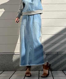 Q | デニム裏毛ドッキングスカート(スカート)