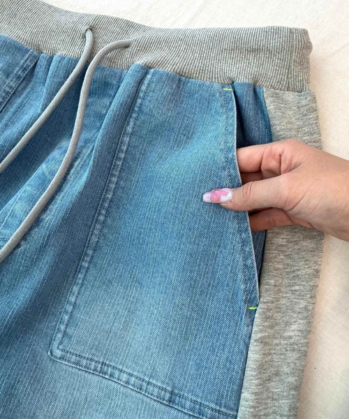 デニム裏毛ドッキングスカート（スカート）｜Q（キュー）の