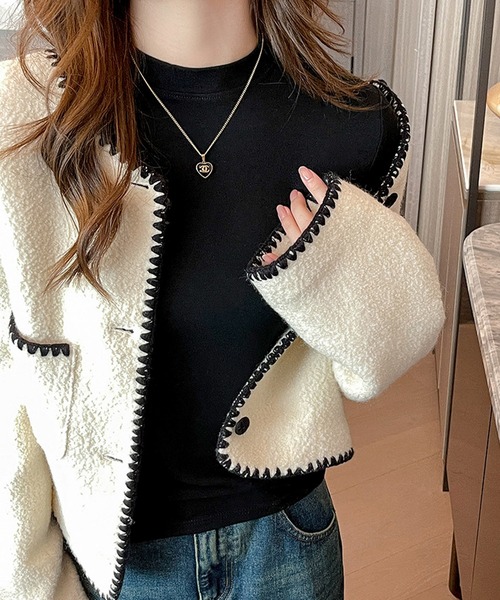 blackdia ocean(ブラックダイヤオーシャン)の「blackdia ocean モダール モックネック カットソー(Tシャツ/カットソー・レディース・ホワイト/ブラック/アイボリー/ライトカーキ/ダークグレー/モカ・MEDIUM/SMALL)」の13枚目の写真