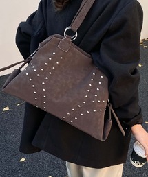 スタッズ大容量ショルダーバッグ/トートバッグ