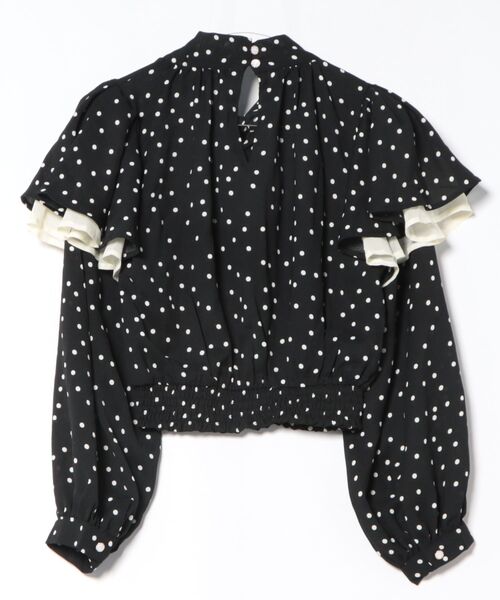 CECIL McBEE（セシルマクビー）の「ドット柄棒タイ2枚フリルブラウス（シャツ/ブラウス・レディース・アイボリー/ブラック・MEDIUM）」の3枚目の写真