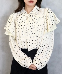 CECIL McBEE（セシルマクビー）の「ドット柄棒タイ2枚フリルブラウス（シャツ/ブラウス）」