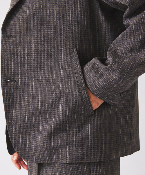 JOURNAL STANDARD relume(ジャーナルスタンダード レリューム)の「ウォッシャブル バスケット ストライプ ジャケット(セットアップ対応可能)(その他アウター・メンズ・チャコールグレー/ウッド・LARGE/MEDIUM)」の10枚目の写真