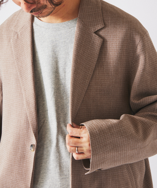 JOURNAL STANDARD relume(ジャーナルスタンダード レリューム)の「ウォッシャブル バスケット ストライプ ジャケット(セットアップ対応可能)(その他アウター・メンズ・チャコールグレー/ウッド・LARGE/MEDIUM)」の18枚目の写真