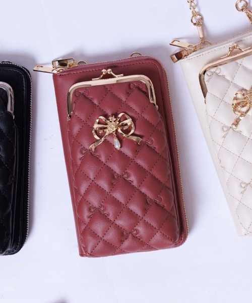 axes femme（アクシーズファム）の「リボン刺繍キルトショルダー（ショルダーバッグ・レディース・ピンク系その他/ブラック/キナリ・FREE）」の3枚目の写真