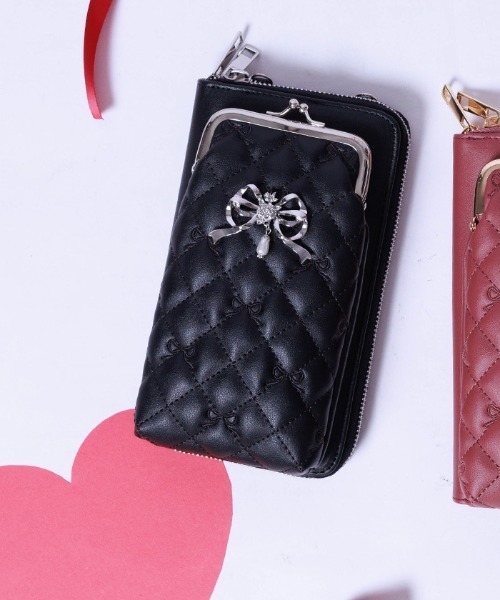 axes femme（アクシーズファム）の「リボン刺繍キルトショルダー（ショルダーバッグ・レディース・ピンク系その他/ブラック/キナリ・FREE）」の2枚目の写真