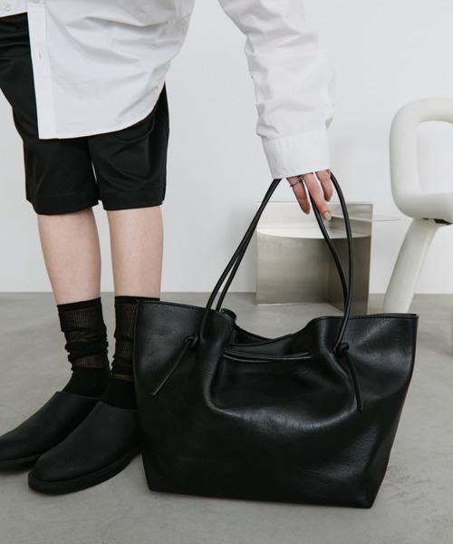 long shoulder tuck tote bag / ロングショルダータックトートバッグ