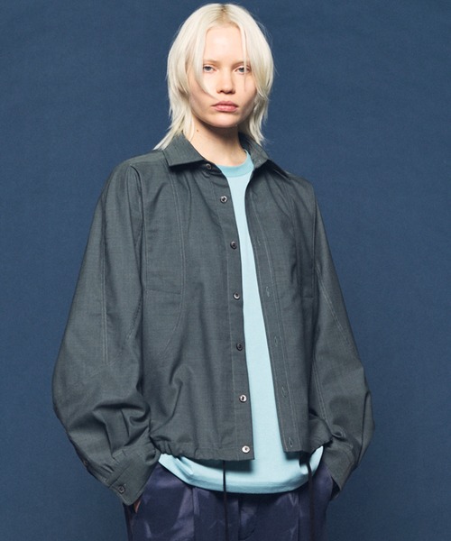 MAISON SPECIAL(メゾンスペシャル)の「《UNISEX》NISHIKAWA KEORI Prime-Over Wool Curve Shirt/NISHIKAWA KEORI プライムオーバーウールカーブシャツ【MAISON SPECIAL/メゾンスペシャル】■セットアップ対応■(シャツ/ブラウス・メンズ・ブラック/グレイッシュベージュ/カーキ・0/1/2)」の3枚目の写真