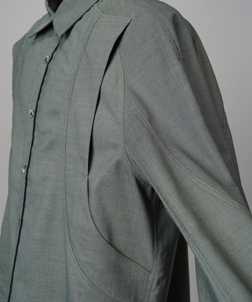 MAISON SPECIAL(メゾンスペシャル)の「《UNISEX》NISHIKAWA KEORI Prime-Over Wool Curve Shirt/NISHIKAWA KEORI プライムオーバーウールカーブシャツ【MAISON SPECIAL/メゾンスペシャル】■セットアップ対応■(シャツ/ブラウス・メンズ・ブラック/グレイッシュベージュ/カーキ・0/1/2)」の18枚目の写真