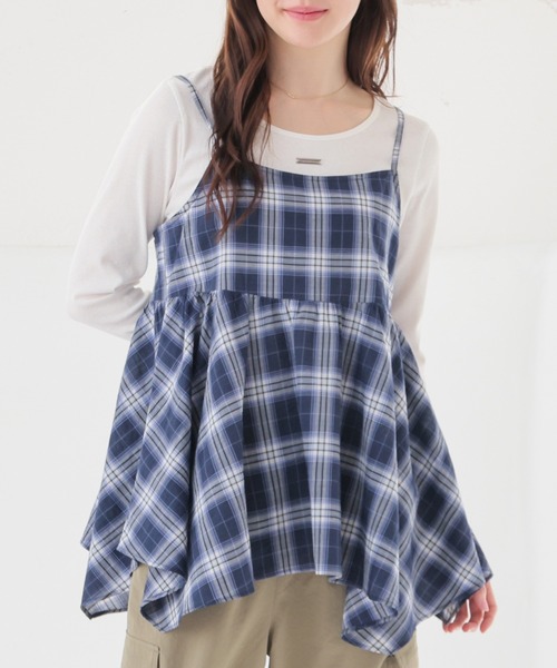Honeys(ハニーズ)の「イレヘムキャミブラウス(シャツ/ブラウス・レディース・ネイビー系/ベージュ系その他/ホワイト系その他・S/M/LL/L)」の3枚目の写真