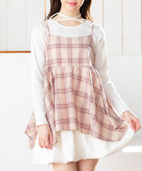 Honeys(ハニーズ)の「イレヘムキャミブラウス(シャツ/ブラウス・レディース・ネイビー系/ベージュ系その他/ホワイト系その他・S/M/LL/L)」の5枚目の写真